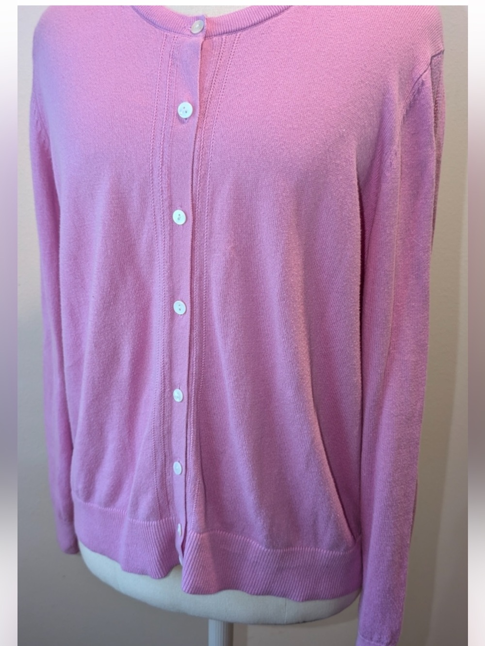 a new day Pink Button-Front Crewneck Cardigan